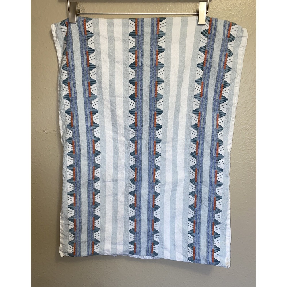 West Elm Woven Mixed Tapestry Lumbar Pillow Cover Blue White Orange 19" X 25"